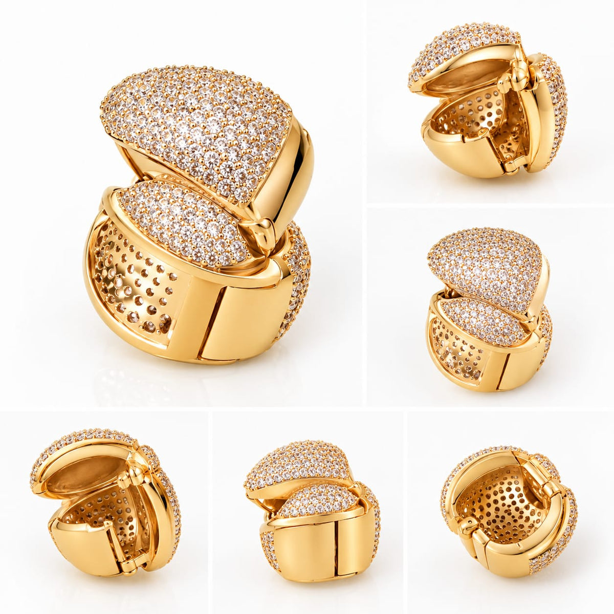✨ Golden Pavé Crystal Huggie Hoop Earrings