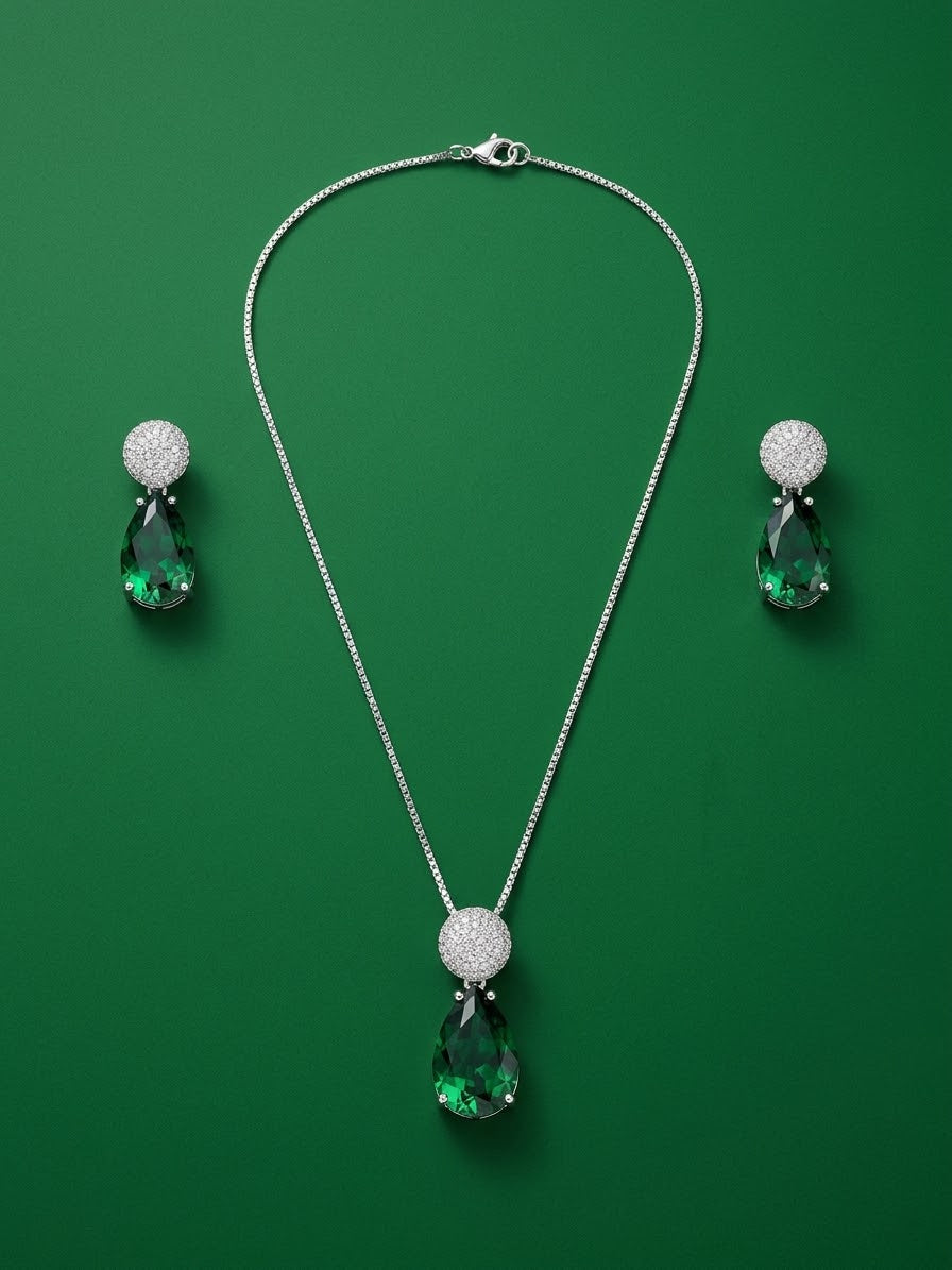 Royal Green Crystal Cascade Set