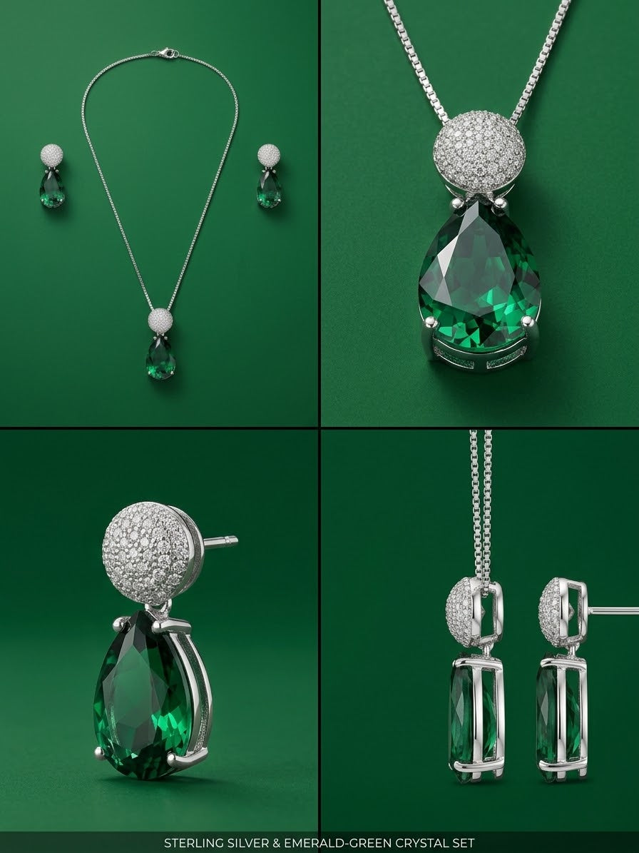 Royal Green Crystal Cascade Set
