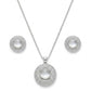 Silver Moonstone Halo Necklace & Earrings Set