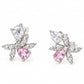 Pink Crystal Butterfly Stud Earrings – Elegant Silver-Tone Jewelry