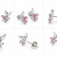 Pink Crystal Butterfly Stud Earrings – Elegant Silver-Tone Jewelry