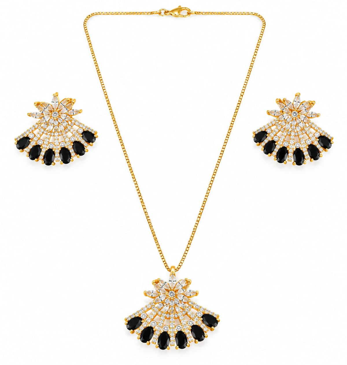 ✨ Golden Black Radiance Crystal Jewelry Set