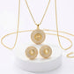 Gold Moonstone Halo Necklace & Earrings Set