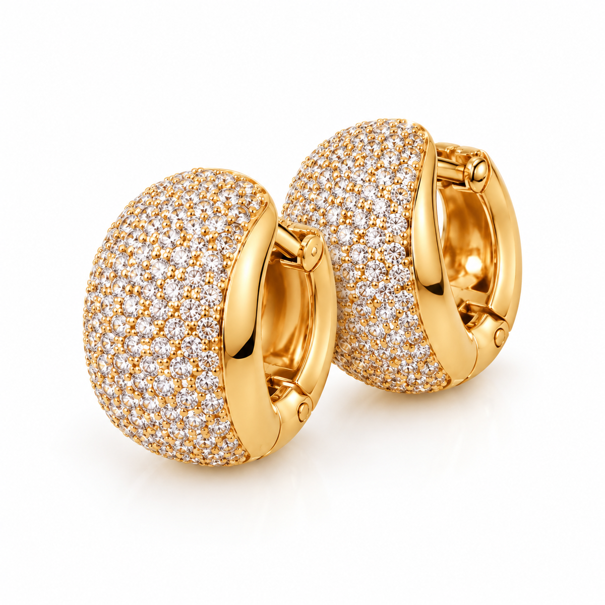 ✨ Golden Pavé Crystal Huggie Hoop Earrings